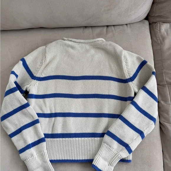 Gap Striped Knit Sweater in White and Royal Blue - Picture 4 of 4